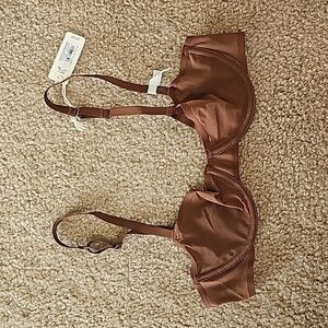 Aerie SMOOTHEZ Mesh Unlined Balconette Bra Underwire Brown Size 34A NEW
